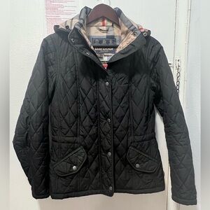Barbour Millfire Hooded Quilted Coat | Black | US 6/UK 10
